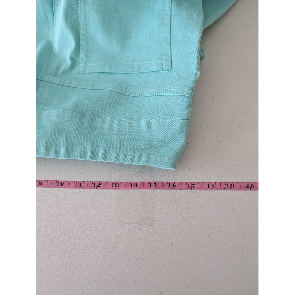 Blair Womens Aqua Turquoise Pull On Straight Leg Pants 14MS Stretch Flat Front - Picture 8 of 11